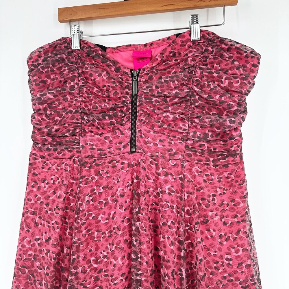 Betsey Johnson X Torrid Pink Tulle Leopard Midi Dress Size 16 Punk Grunge Alt - Picture 2 of 11
